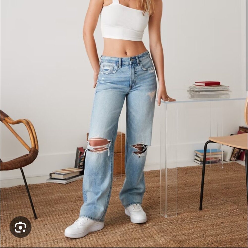 American Eagle low rise baggy straight 6